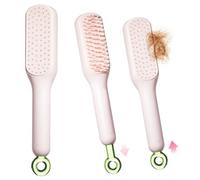 1 piezas Cepillo de pelo auto limpiante, peine de limpieza de un solo clic, cepillos de pelo para mujeres, peines de masaje con bolsa de aire, peine telescópico giratorio (Morado)