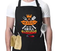1 Piezas Delantal de Cocina para Hombre y Mujer, Delantal de Barbacoa Ajustable para Hombre, Delantal Personalizado Divertido, Regalo Ideal para Papá Cocinero Chef Esposo, con Bolsillos, Impermeable