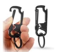 1 piezas Llavero, Llavero multifuncional, Llavero de herramienta portátil, Llavero multifuncional de acero inoxidable,Tiene una variedad de funciones,como regla,llave hexagonal interior,abridor(Negro)