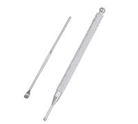 1 Piezas Longitud 10 cm Varilla Acupuntura con Bola 2/5 mm Diámetro, Multifuncional Masaje Lápiz Meridiano Acupresión con Cuchara las orejas, Lápiz Acupresión en Acero,para Terapia