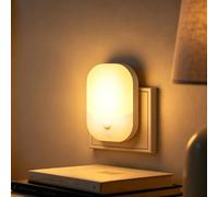 1 Piezas Luz Nocturnas infantil con Enchufe, Sensor de Luz Inteligente Crepuscular, 5 Brillos Regulables, 3 Modos, Blanca Cálida Lámpara Noche para Habitación Bebé, Escalera, Cocina, 0,3W, 3000K