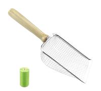 1 Piezas Pala Acero Inoxidable Gatos con perforaciones 5 mm,Mango madera maciza durabilidad y agarre cómodo pala gatos Scooper,Perfecta para uso diario