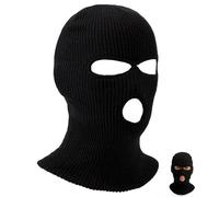 1 Piezas Pasamontañas Negro, 3-Agujeros Pasamontañas, Balaclava, Punto de Invierno Cubierta Facial Cálida para Ciclismo Deportes al Aire Libre (Negro)