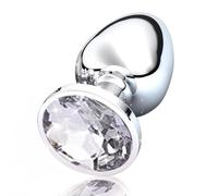 1 Piezas Plug Anal MetáLico, Plug Anal Con Incrustaciones De Diamantes, Anal Individual, Apto Tanto Hombres Como Para Mujeres, Apto Para Principiantes Etc (S, Diamante blanco)