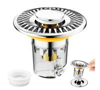 1 Piezas Pop-Up Universal Tapones de Desagüe,Fregadero de Filtro emergente, tapón de Drenaje de 304acero Inoxidable, tapón de Drenaje,Adecuado para lavabos,baños y lavabos de Cocina(33-40mm Plateado)