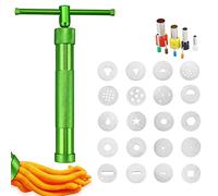 1 Piezas Prensa Arcilla Artesanal, Extrusora Pasta Azúcar Acero inoxidable, Prensa Fondant con 20 moldes, herramienta Decoración Hornear,Extrusora Arcilla, Extrusora Fondant