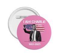 1 pin con el logo de Charlie Kirk y un botón redondo conmemorativo "Descansa en paz", insignias para el pecho, decoración.