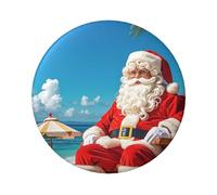 1 pin de botón de Papá Noel en la playa, insignias redondas de 2.4 pulgadas, kit de botones personalizados para fotos, suministros de manualidades, proyectos de fiesta de bricolaje, talla única, No es