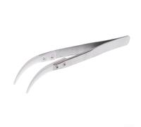 1 pinza antimagnética con puntas de cerámica de circonita, acero inoxidable resistente al calor para mayor precisión (punta curva grande)