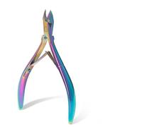 1 pinza de acero inoxidable iridiscente, cortador de cutículas dorado plateado, alicates para uñas, tijeras, herramienta para quitar manicura, colorida