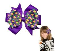 1 pinza de moño para el pelo de Mardi Gras para niñas, color morado, verde, amarillo, pinzas de cocodrilo, horquillas de carnaval, martes grasos, accesorios para Mardi Gras Hai-r