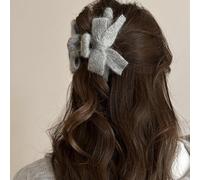 1 pinza de pelo con lazo, para el día de San Valentín, color gris, para mujer, antideslizante, grande, para cabello fino y grueso, accesorios para el cabello de San Valentín, lazos para el cabello de