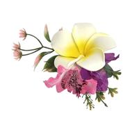 1 pinza para el pelo con flores hawaianas, flores artificiales, multicolor para verano, accesorio para el pelo para playa, fiesta, carnaval, vacaciones, festivales, color blanco y rosa