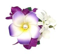 1 pinza para el pelo con flores hawaianas, flores artificiales, multicolor para verano, accesorio para el pelo para playa, fiesta, carnaval, vacaciones, festivales, color lila y blanco