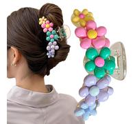 1 pinza para el pelo de flores coloridas para mujer, bonita pinza grande de moda con flores dulces para niñas, clip de pelo floral de color caramelo kawaii, clips de tiburón, accesorios para el