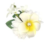 1 pinza para el pelo de flores hawaianas, flores artificiales, multicolor para verano, accesorio para el pelo para playa, fiesta, carnaval, vacaciones, festivales, color blanco
