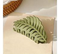 1 pinza verde para el cabello con forma de hoja, muchos dientes, pinzas de garra grandes, 3.5 pulgadas, hojas antideslizantes, pinza para el cabello, pinza de mandíbula para mujeres y niñas,