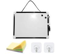 1 pizarra blanca magnética con 1 nota adhesiva y 2 ganchos, portátil, tablón de mensajes, tablón de anuncios, pizarra blanca de pared (negro)