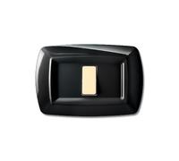 1 placa, 1 módulo/lugar, compatible con BTicino Magic, negro, placas redondeadas, plástico de alta calidad, 100% compatible con soportes y módulos originales