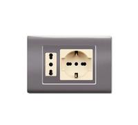 1 placa, 2 módulos/plazas, individual y doble, Schuko, UNEL, compatible con BTicino Magic, aluminio noche, plástico de alta calidad, 100% compatible con soportes y módulos originales