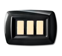 1 placa, 3 módulos/plazas, compatible con BTicino Magic, negro, placas redondeadas, plástico de alta calidad, 100% compatible con soportes y módulos originales