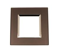 1 placa cuadrada de cristal templado, 2 módulos/plazas, compatible con Bticino Living Light, color gris acero oscuro, serie MBL, para caja 502