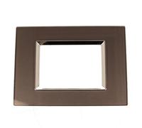 1 placa cuadrada de cristal templado, 3 módulos/plazas, compatible con Bticino Living Light, color gris acero oscuro, serie MBL, para caja 503