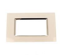 1 placa cuadrada de cristal templado, 4 módulos/plazas, compatible con Bticino Living Light, color blanco, serie MBL, para caja 504