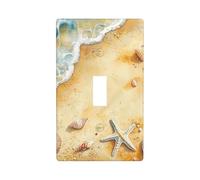 1 placa de cubierta de interruptor de luz de conchas marinas de playa dúplex de una sola palanca decorativa para dispositivos eléctricos para decoración del hogar
