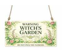 1 placa de metal para colgar con texto en inglés "Do Not Pick Flowers", diseño de jardín de brujas cpt22