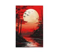 1 placa de pared en blanco, placa de interruptor decorativa, estilo japonés, cubierta de interruptor de luz de bambú rojo amanecer para decoración de dormitorio y sala de estar
