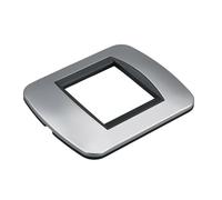 1 placa de plástico ovalada, 2 módulos para caja 502, compatible con Bticino Living Light, color gris/plateado, serie MBL