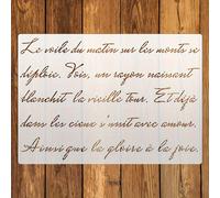 1 plantilla grande de poesía francesa retro - 11.02 pulgadas x 8.66 pulgadas - Reutilizable, plantilla de pared y manualidades de caligrafía , adecuada para muebles, almohadas y decoración textil