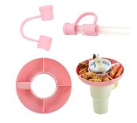 1 Plato De Taza Para Refrigerios, 1 Tapa Con Pajita, Accesorios Para Vasos Stanley, Vasos Para Refrigerios Con Pajitas, Recipientes Para Refrigerios Con Compartimentos