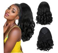 1 por ciento de cola de caballo de cordón rizado 16 clip de cola de caballo natural corta en la extensión del cabello para mujeres altas temperaturas de seda transpirable suave colla de horizeta