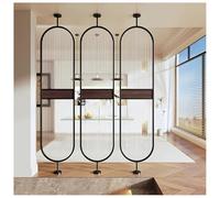 1 Poste Separador Ambientes Moderno Con Vidrio Templado, Separadores Pared Decorativos Ondulado, Divisoria Metálica Dividir Espacios En El Hogar U Oficina(Black-a,35X220 CM/13.7X86.6")