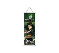1 póster para colgar en la pared, diseño de ataque sobre titán, pintura de lienzo con percha de madera de desplazamiento, decoración para los amantes del anime (estilo 3)