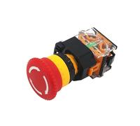 1 pulsador de emergencia LA38-11ZS de 22 mm con autobloqueo y cabeza de hongo.(White Arrows)