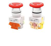 1 pulsador de parada de emergencia LAY37 con cabeza de hongo, autobloqueo/enclavamiento, LAY7 PBC Y090-11ZS, alimentación NO/NC, 4 terminales de tornillo.(1NO 1NC,22mm,Copper Contact)
