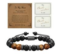 1 pulsera con tarjetas, 2 tarjetas, pulsera para hombre, regalo de cumpleaños para hombres, adornos a mano, pulsera de piedra natural, pulsera ajustable para hombre, accesorio de mano, pulsera