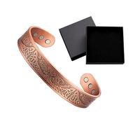 1 pulsera de cobre antiguo con 1 caja de joyería negra, joyería de aleación vintage, pulsera ajustable de moda y versátil, joyería de cobre para hombres y mujeres