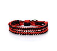 1 pulsera de cuerda budista hecha a mano con hilo negro y rojo, ajustable, para mujeres y hombres, Piedra