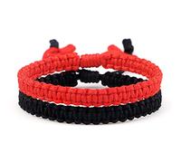1 pulsera de cuerda budista hecha a mano con hilo negro y rojo, ajustable, para mujeres y hombres, Piedra