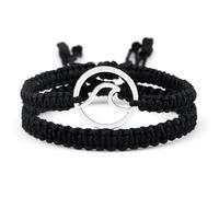 1 pulsera de cuerda budista hecha a mano con hilo negro y rojo, ajustable, para mujeres y hombres, Piedra