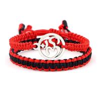 1 pulsera de cuerda budista hecha a mano con hilo negro y rojo, ajustable, para mujeres y hombres, Piedra