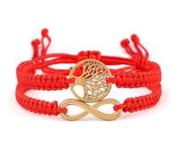 1 pulsera de cuerda budista hecha a mano con hilo negro y rojo, ajustable, para mujeres y hombres, Piedra