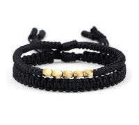 1 pulsera de cuerda budista hecha a mano con hilo negro y rojo, ajustable, para mujeres y hombres, Piedra