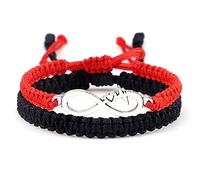 1 pulsera de cuerda budista hecha a mano con hilo negro y rojo, ajustable, para mujeres y hombres, Piedra