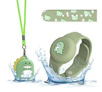 1 pulsera impermeable y 1 colgante para Apple Airtag, niños Apple Airtag IP53, protección contra pérdidas GPS de seguimiento de cuerpo entero lindo animación silicona ajustable (Dinosaurio)