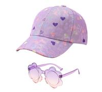 1 Púrpura Y 1 Gafas De Sol, Gorra De Béisbol Para Niños, Sombrero De Sol, Gafas De Sol De Protección Solar, Pensiones De Montar Al Aire Libre.